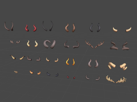 Lowpoly Horn Pack Model 3D