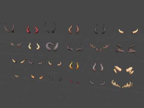 Paquete de cuernos Lowpoly Modelo 3D