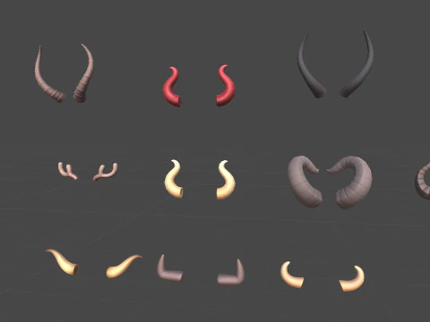 Paquete de cuernos Lowpoly Modelo 3D