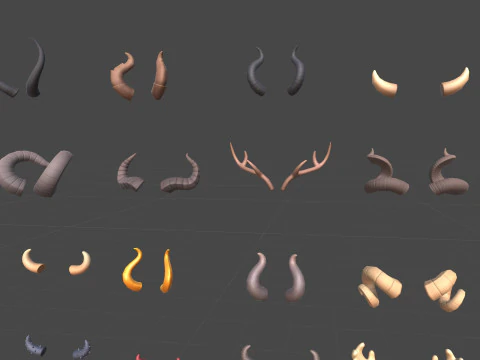 Paquete de cuernos Lowpoly Modelo 3D