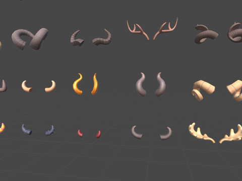 Lowpoly Horn Pack Model 3D