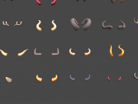 Lowpoly Horn Pack Model 3D