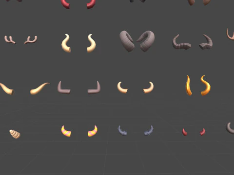 Paquete de cuernos Lowpoly Modelo 3D