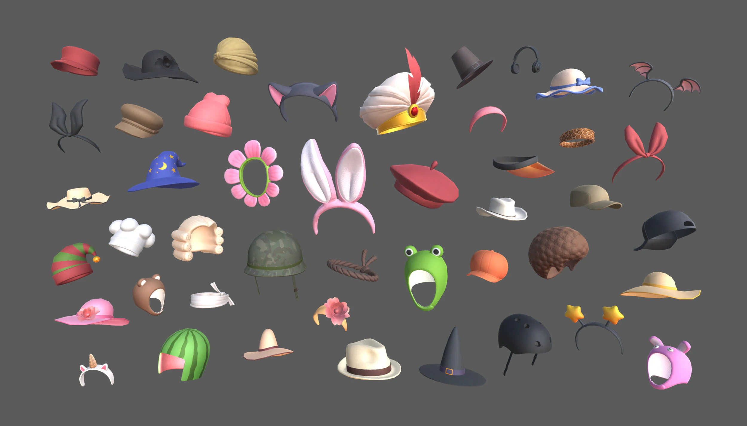 Cartoon Hats Pack 9 3D Model .c4d .max .obj .3ds .fbx .stl .blend 