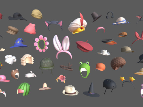 Cartoon Hats Pack 9 Modelo 3D