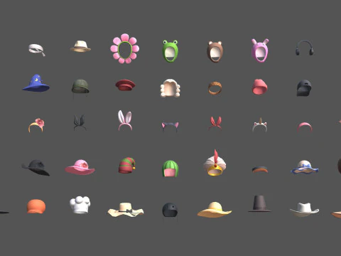 Cartoon Hats Pack 9 3D Model