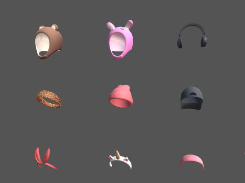 Cartoon Hats Pack 9 Modèle 3D
