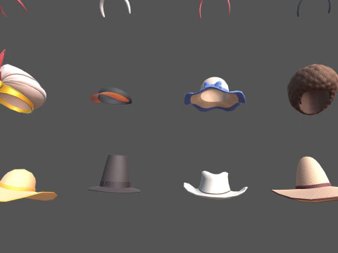 Cartoon Hats Pack 9 3D Model