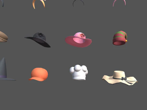 Cartoon Hats Pack 9 3D Model