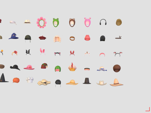 Cartoon Hats Pack 9 Modèle 3D