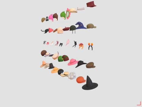 Cartoon Hats Pack 9 3D Model