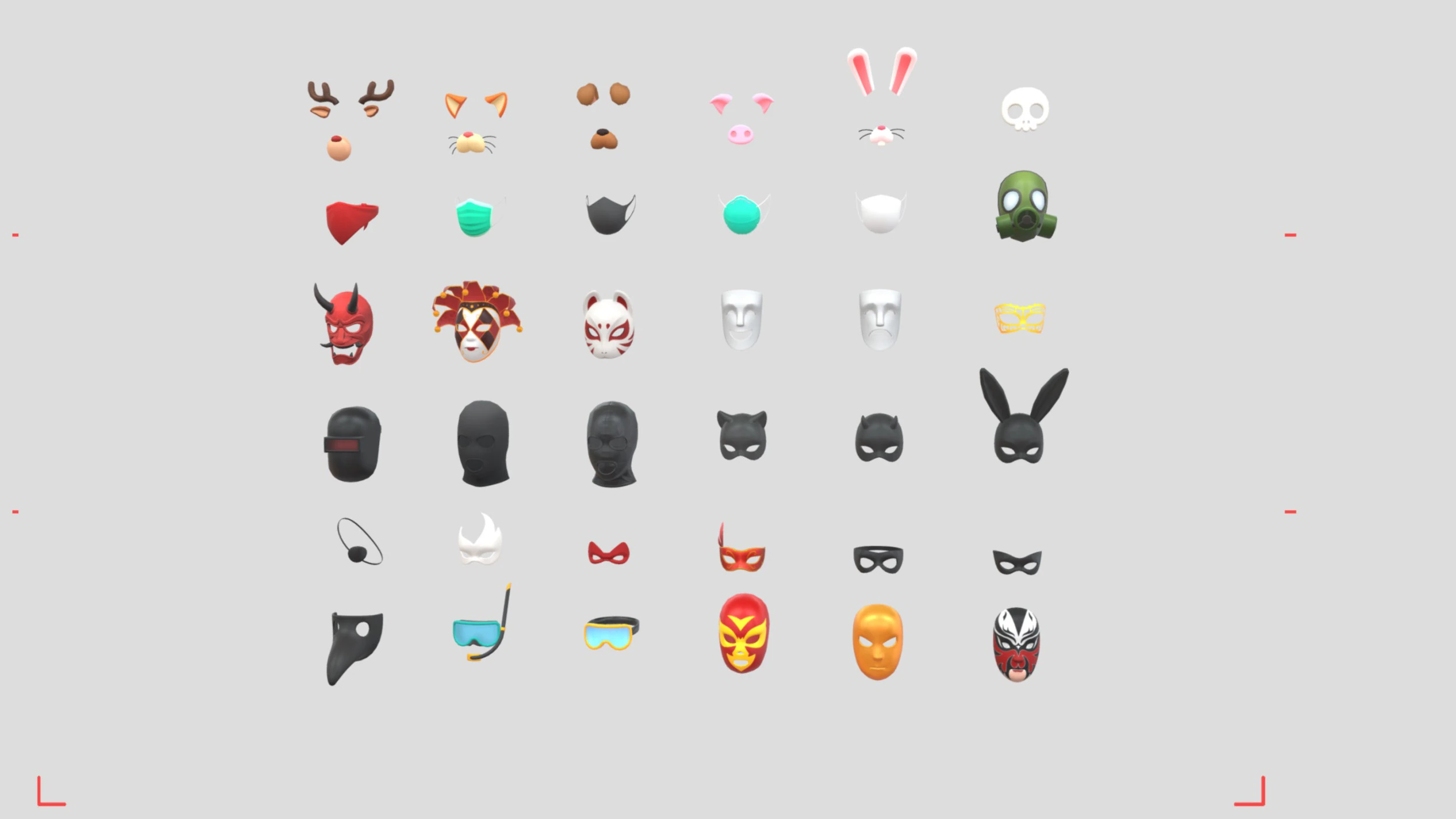 Low Poly Mask Pack 3D Model .c4d .max .obj .3ds .fbx .stl .blend 