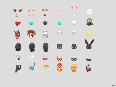 Low Poly Mask Pack 3D Model