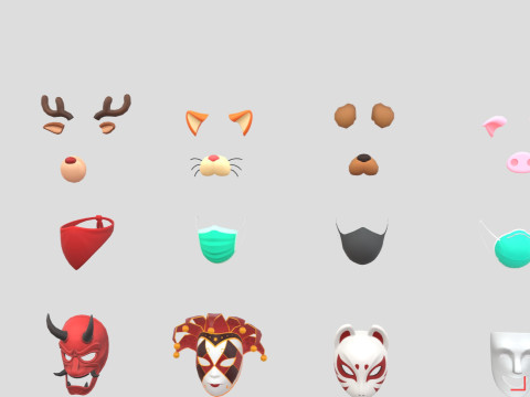 Low Poly Mask Pack 3D मॉडल