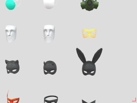 Low Poly Mask Pack 3D मॉडल