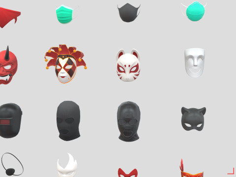 Low Poly Mask Pack 3D मॉडल