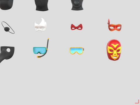 Low Poly Mask Pack 3D मॉडल