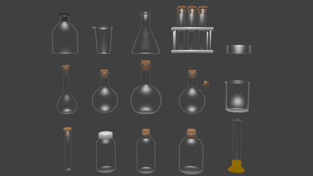 chemical glassware kit 3D मॉडल .c4d .max .obj .3ds .fbx .stl .blend 