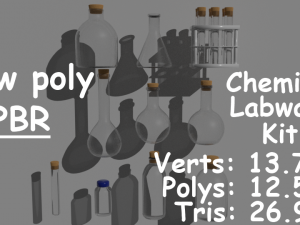 low poly pbr bottle 3D मॉडल