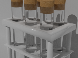 low poly pbr test tubes in rack 3D मॉडल