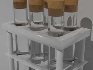 रैक में लो पॉली पीबीआर टेस्ट ट्यूब 3D मॉडल