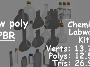 रैक में लो पॉली पीबीआर टेस्ट ट्यूब 3D मॉडल