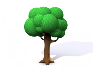 cartoon tree with branches 3D 모델