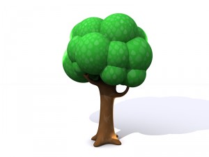 cartoon tree with branches 3D Model