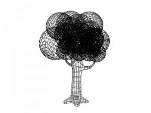cartoon tree with branches 3D Model