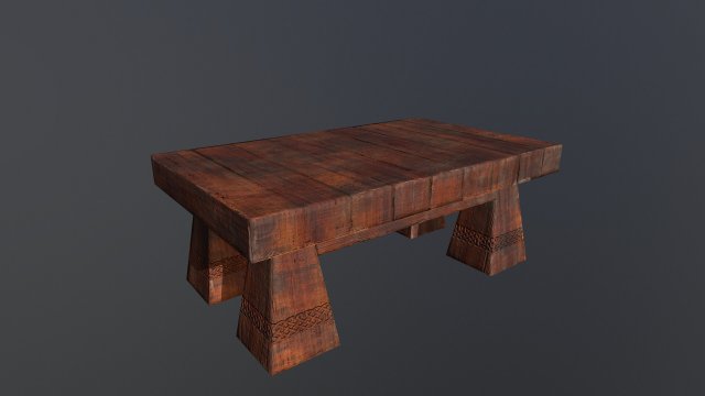 the old stylised wood table Modello 3D .c4d .max .obj .3ds .fbx .stl .blend 