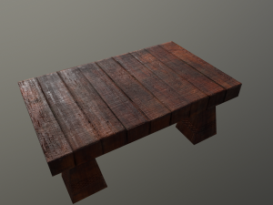 the old stylised wood table Modello 3D