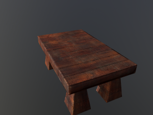 the old stylised wood table Modello 3D