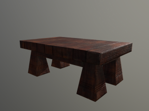 the old stylised wood table Modello 3D