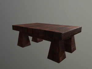 the old stylised wood table 3D Model