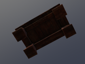 the old stylised wood table Modello 3D