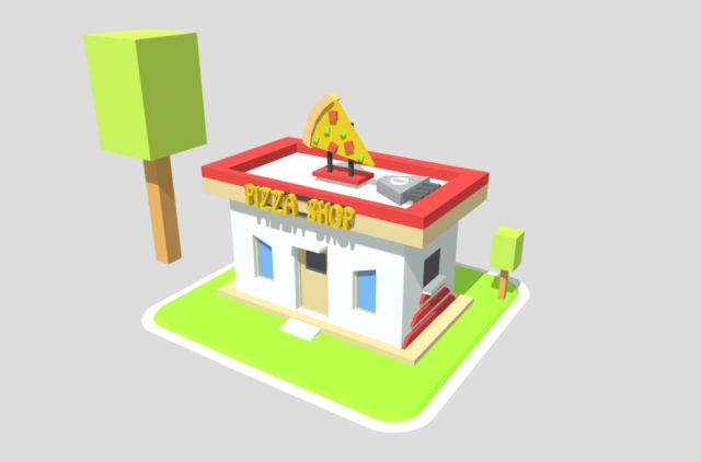 pizza shop 3d low poly 3D Model .c4d .max .obj .3ds .fbx .stl .blend 