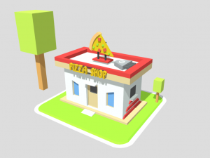 pizza shop 3d low poly 3D 모델