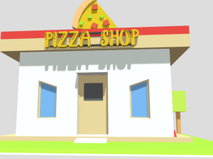 pizza shop 3d low poly 3D Model