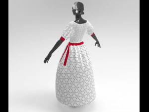 3d white dress 3D Model