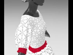 3d white dress 3D Model