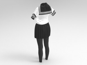 3d white school dress Model 3D