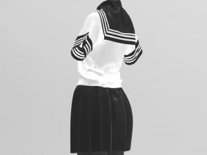 3d white school dress 3D Model