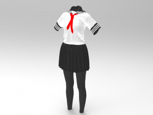 3d white school dress 3D 모델