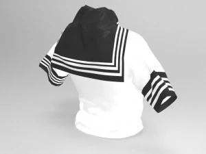 3d white school dress 3D Model