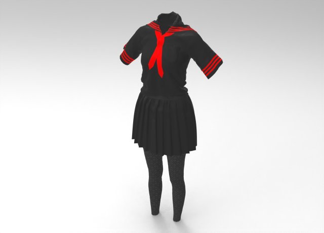 3d black school dress Modelo 3D .c4d .max .obj .3ds .fbx .stl .blend 