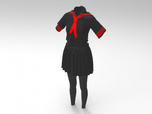 3d black school dress 3D 모델