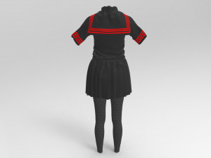 3d black school dress Modelo 3D