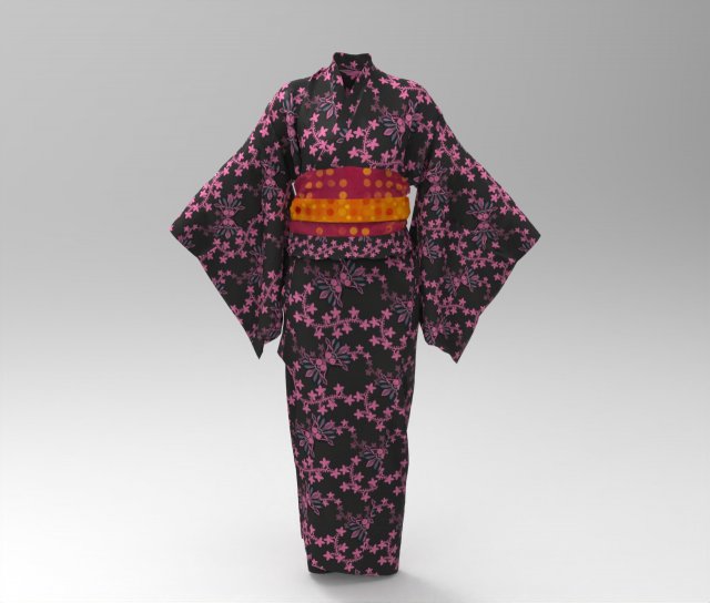 yukata dress Modello 3D .c4d .max .obj .3ds .fbx .stl .blend 