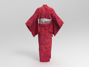 red yukata dress Model 3D