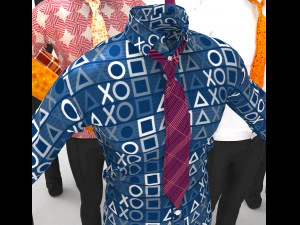 pełny str&oacute;j - koszula - spodnie - krawat - 11 kolor&oacute;w Model 3D